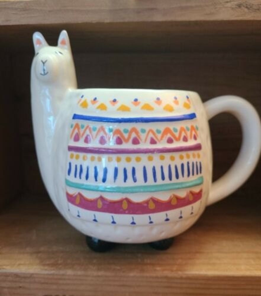 Llama Folk Art 3D Figural Coffee Tea Mug Ceramic Natural Life 16oz
